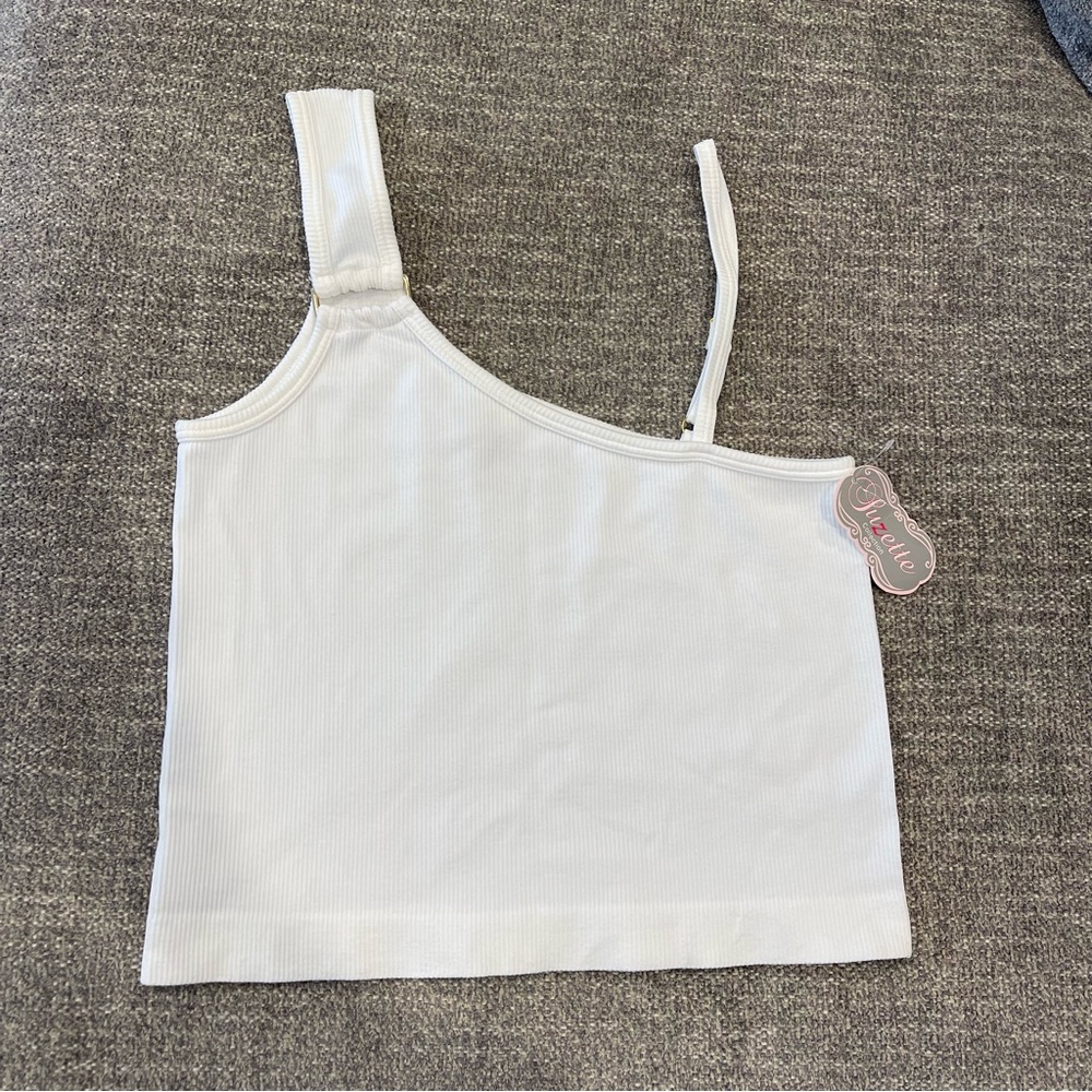 Suzelle White Asymmetrical Strap Camisole